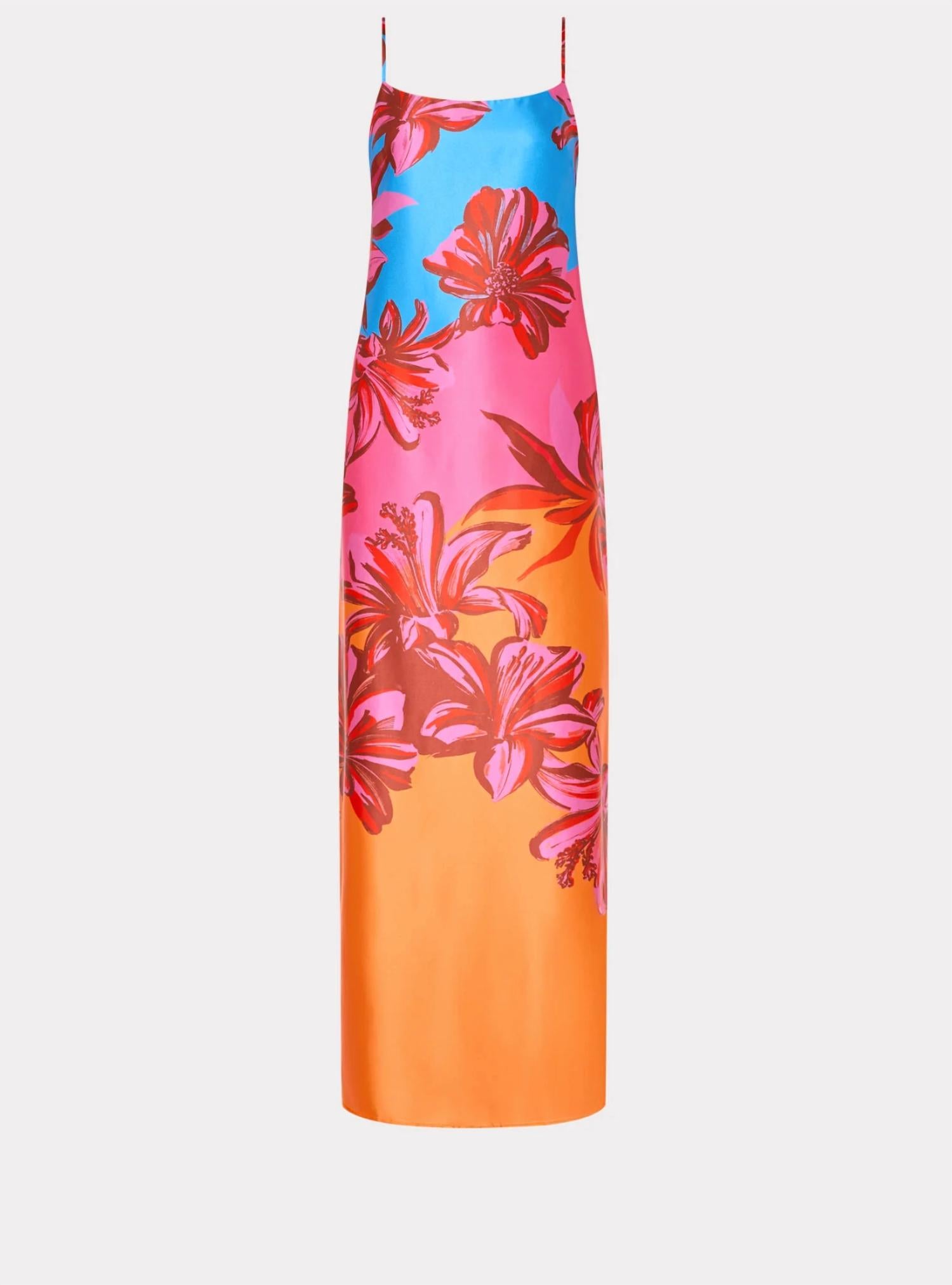 MILLY Lily Sunset Flower Maxi Dress in orange - women's dress - view 4