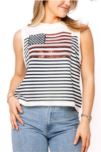 Queen Of Sparkles - Knit American Flag Striped Tank Top