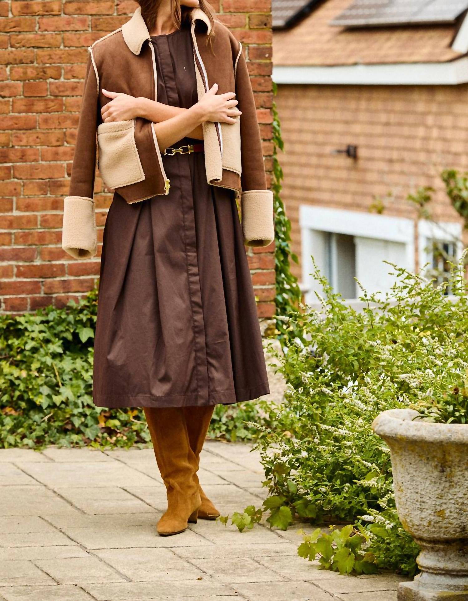SARA CAMPBELL Rhiannon Shearling Suede Jacket in chocolate - women's jacket - view 19