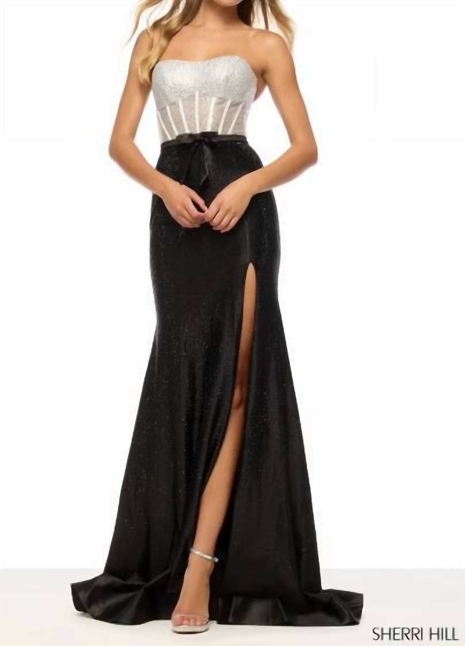 Sherri Hill - Strapless Hot Fix Stone Gown