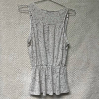 GILLI Women's V Neck Sleeveless Surplice Peplum Top in ivory multi - women's tank top - detail view