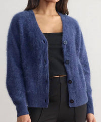 Margaret O'Leary Brushed Cashmere Cardigan in indigo - women's cardigan
