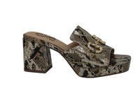 Exe Women's Lina Chunk Heel Sandal in beige snake combo - women's heels