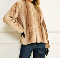 Line And Dot - City Faux Fur Long Sleeve Jacket