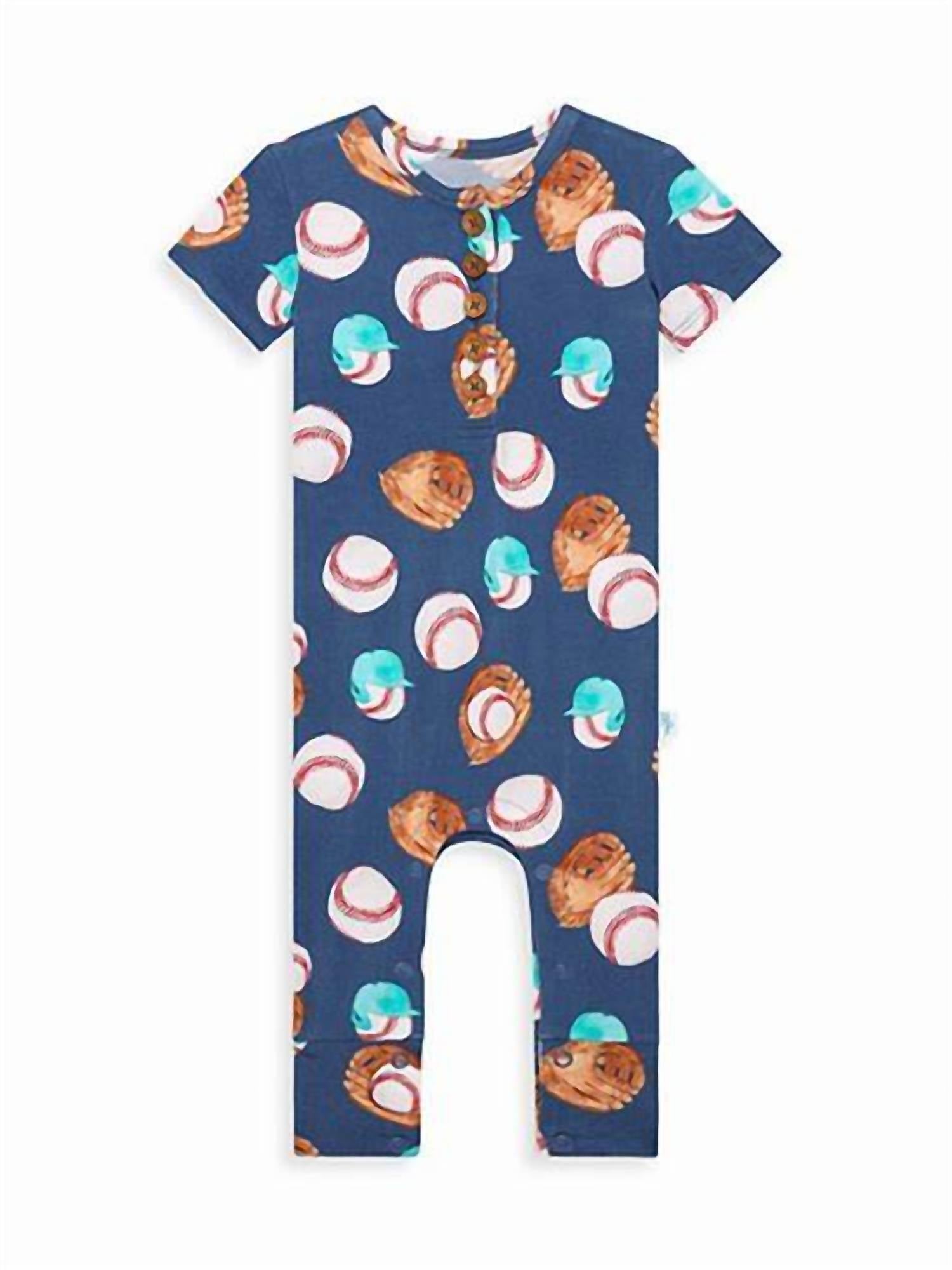 POSH PEANUT Kid's Homer Short Sleeve Pajama Set in blue - kids' item - detail view