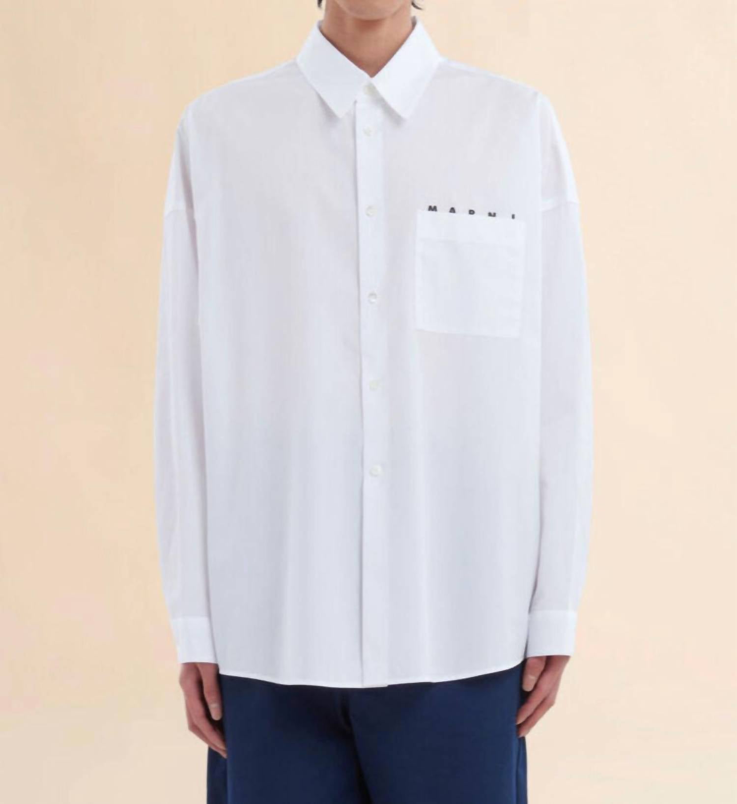 Marni - Poplin Shirt with Peeping Logo