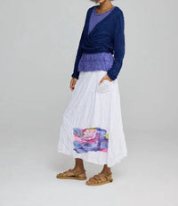 Luukaa - Zilia Printed Crinkled Skirt With Abstracted Flair