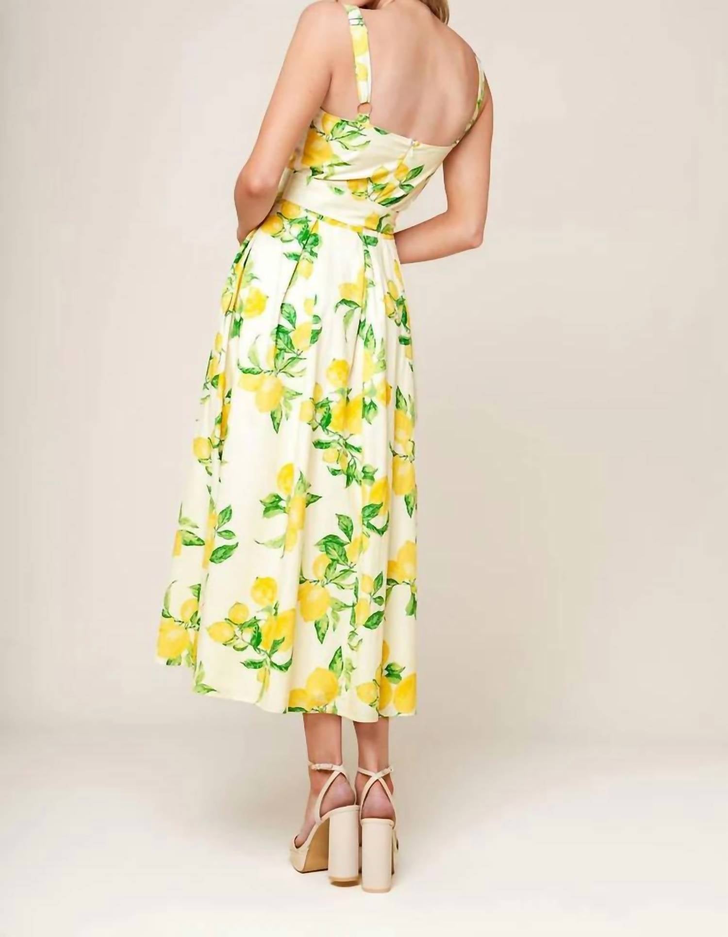 FLYING TOMATO Woven Midi Dress in ivory print - women's dress - view 4