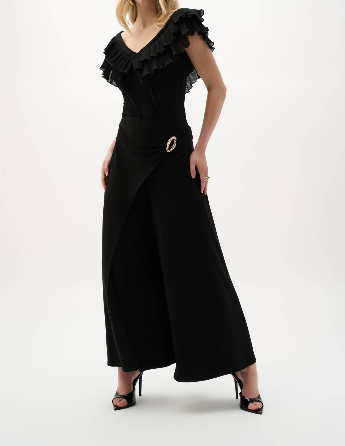 Joseph Ribkoff - Silky Knit Culotte Pull On Pants with Buckle
