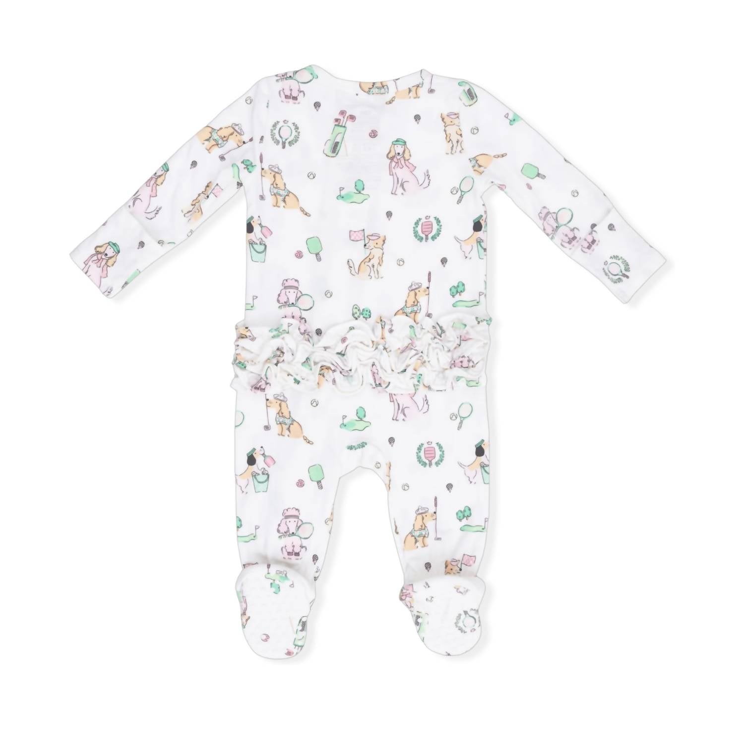 Angel Dear - Kids Country Club Dogs Ruffle Back Zipper Footie