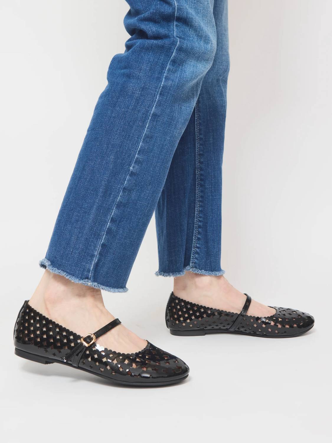 All Black - Women's Laiser Mary Jane Ballet Flats