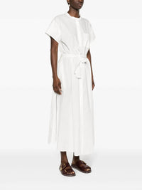 forte forte Cotton Poplin Belted Dress in white - women's dress - detail view