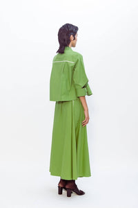 LOVEBIRDS Circle Maxi Skirt in matcha green - women's skirt - detail view