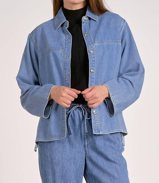 Elan - Collared Denim Button-up Top
