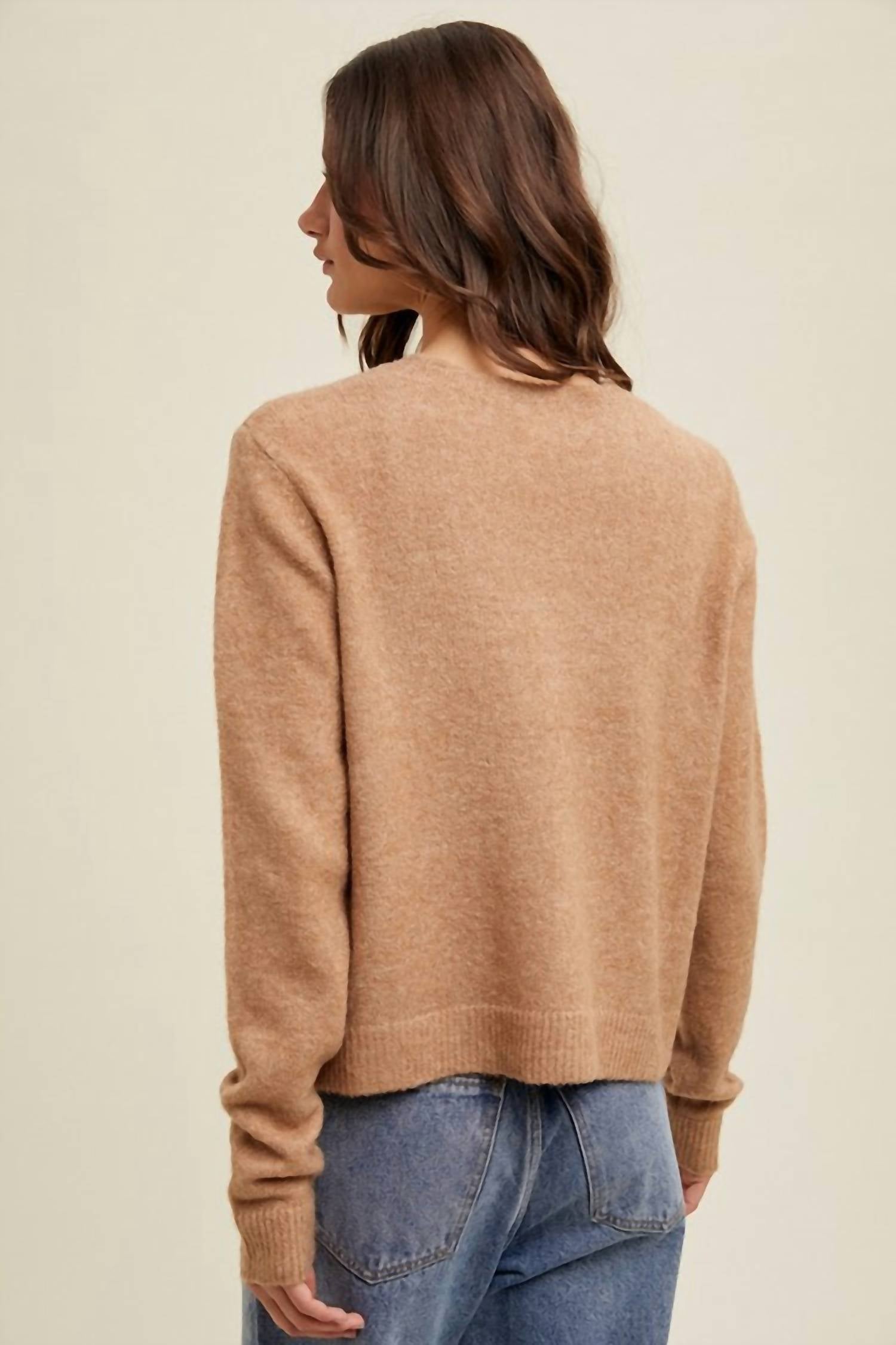 WISHLIST Brushed Off Cardigan & Tank Set in toast hoc autumn - women's cardigan - alternate view