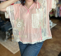 Pol - Pointed Pattern Rib Hoodie Top