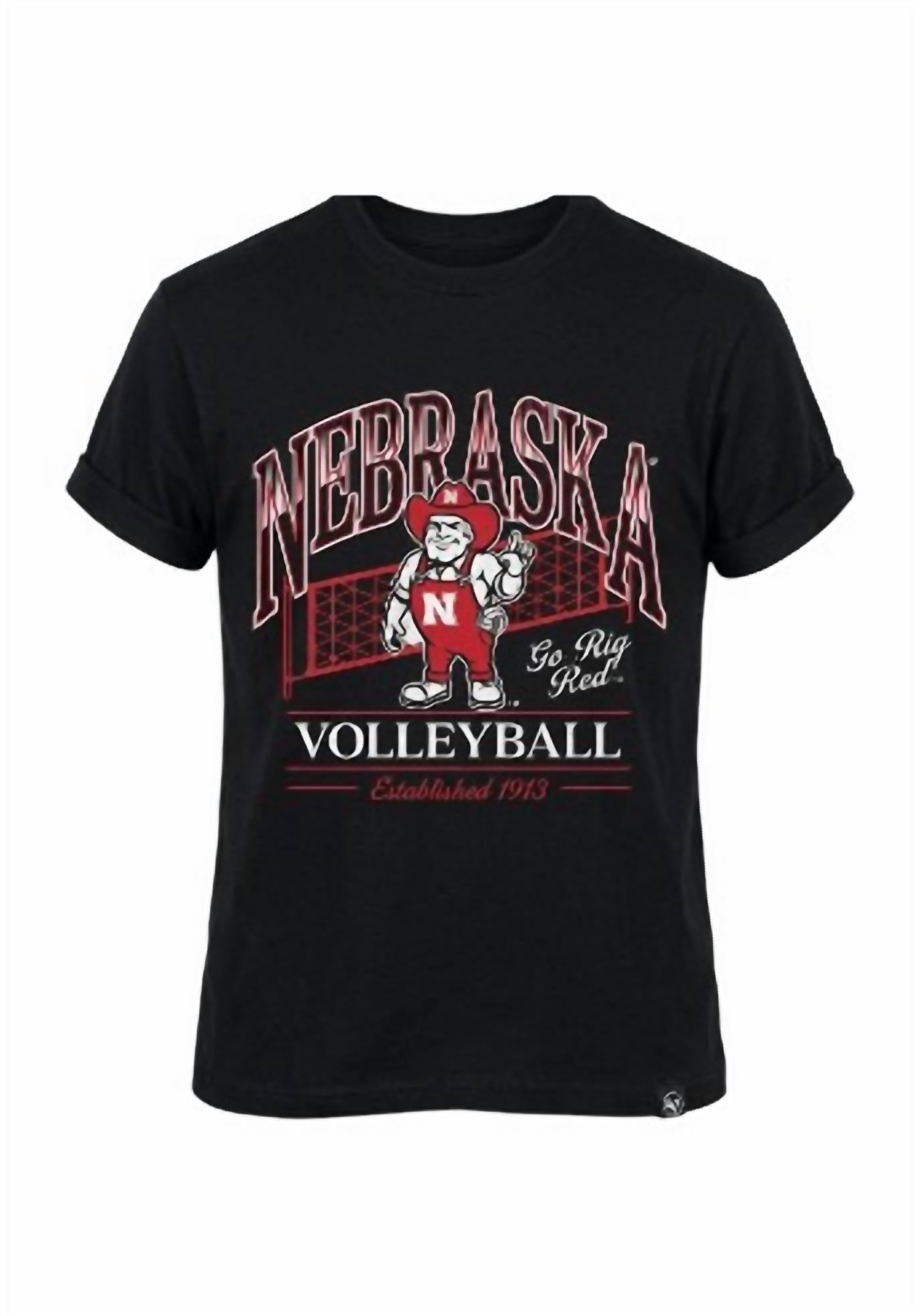 Gameday Social Men's Nebraska Volleyball Comfort Cuff Tee in black - men's t-shirt