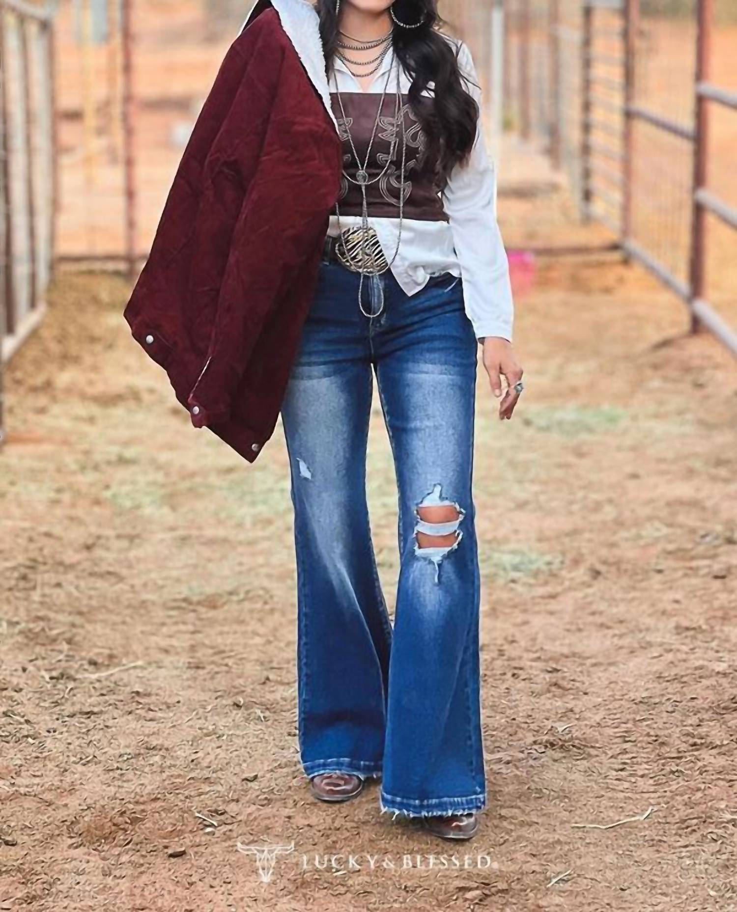 Lucky & Blessed - Dark Wash High Rise Jeans