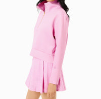 ADDISON BAY Polished Double Knit Everyother Day Quarter Zip Sweatshirt in orchid gingham - women's top - view 4