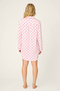 PJ Salvage Wildest Dreams Hearts Nightshirt in pink - women's item - alternate view