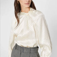 Club Monaco - Printed Mock Neck Silk Blouse