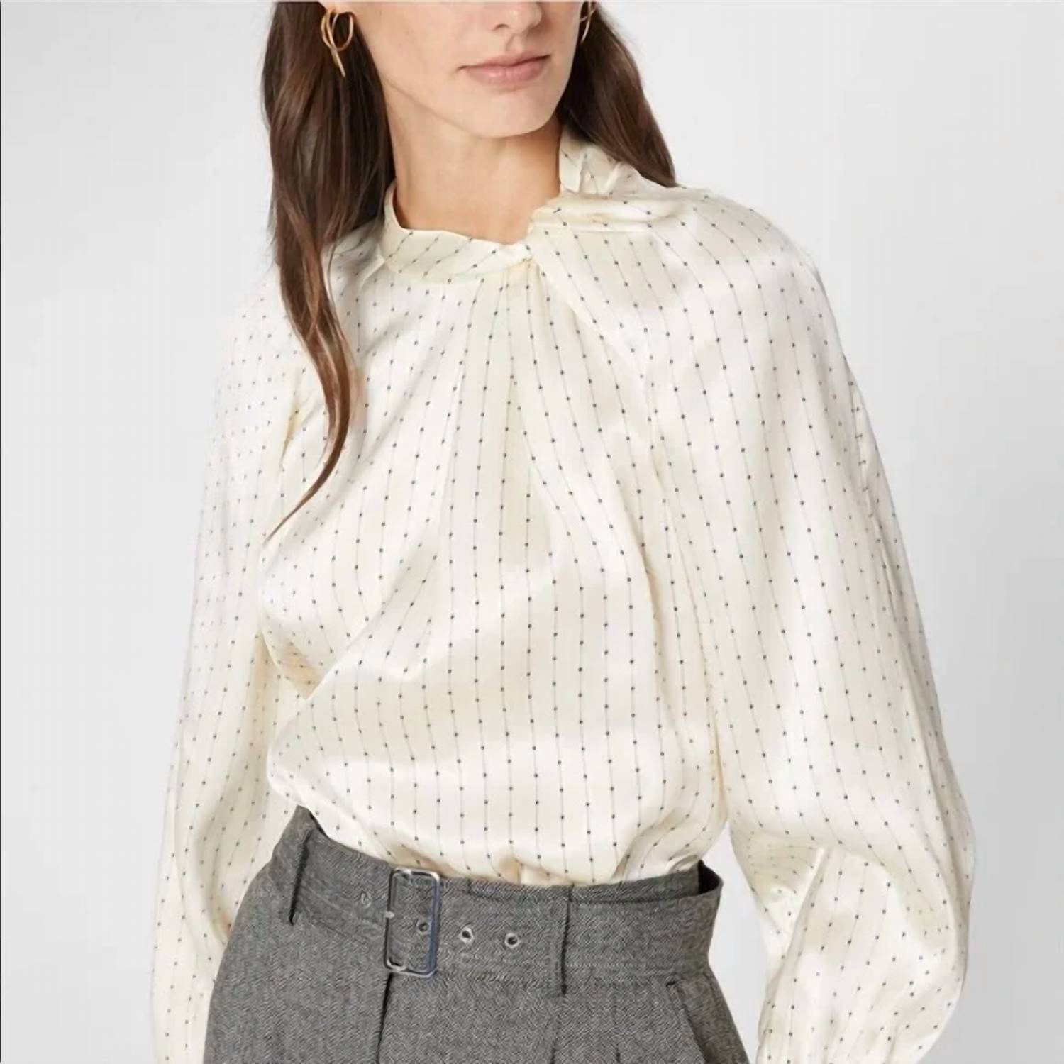 Club Monaco - Printed Mock Neck Silk Blouse