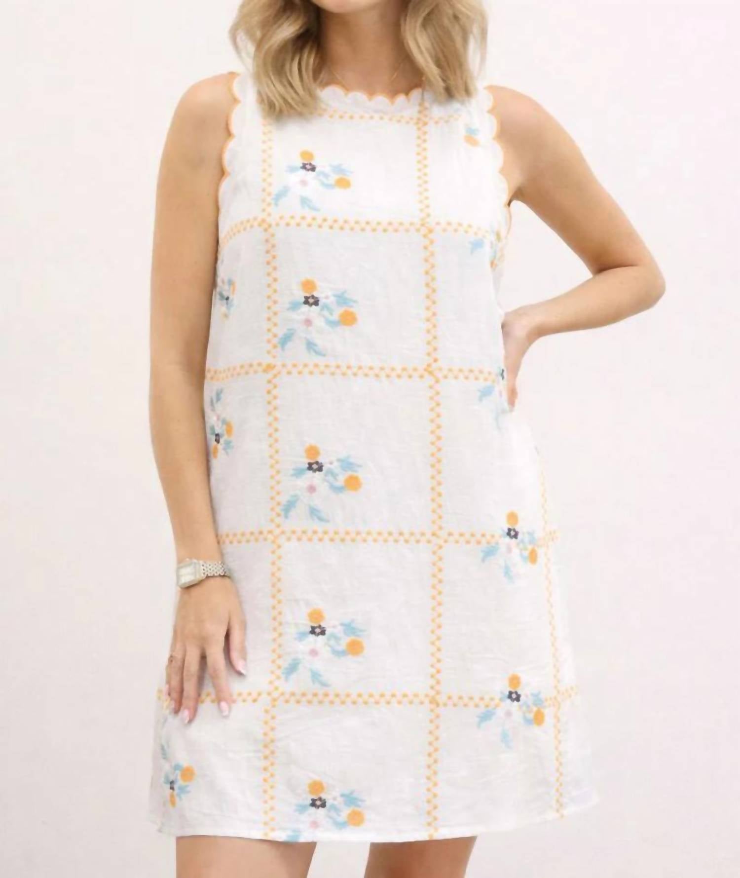 Entro - Constance Floral Embroidered Sleeveless Mini Dress
