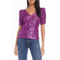 Fifteen Twenty - Puff Sleeve Sequin Top