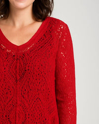 Alison Sheri - V Neck Textured Sweater