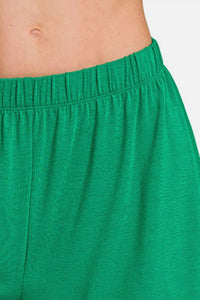 Zenana - Button Down Short Sleeve Top And Shorts Lounge Set
