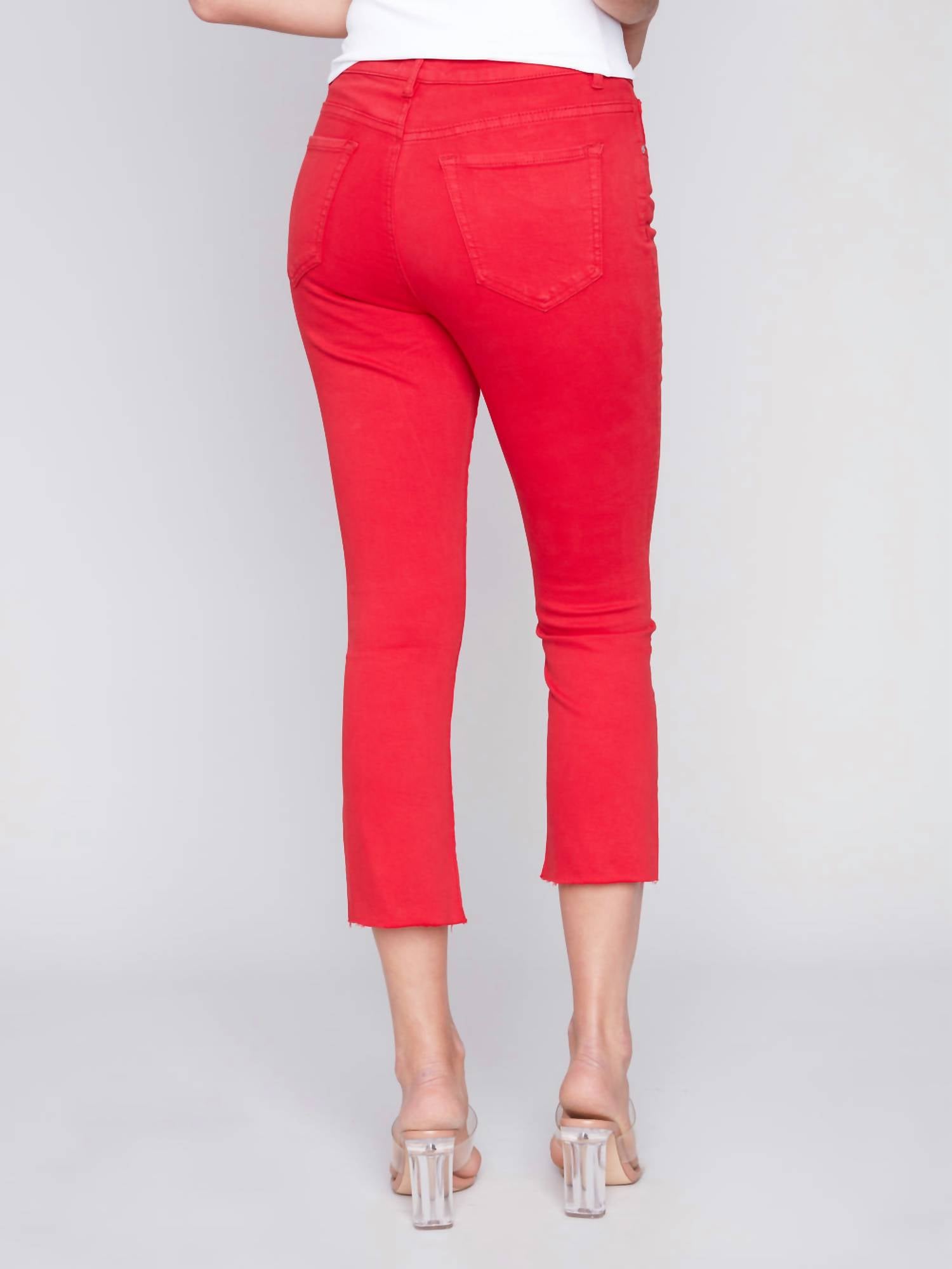 Charlie B - Bell Bottom Pant Raw Edge Hem Pants