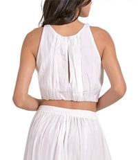 ELAN Halter Elastic Top in white - women's tank top - detail view