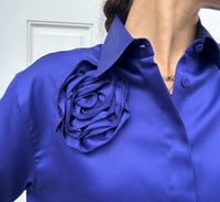 Hinson Wu Halsey Long Sleeve Blouse With Attached Flower in iris - women's blouse - view 4