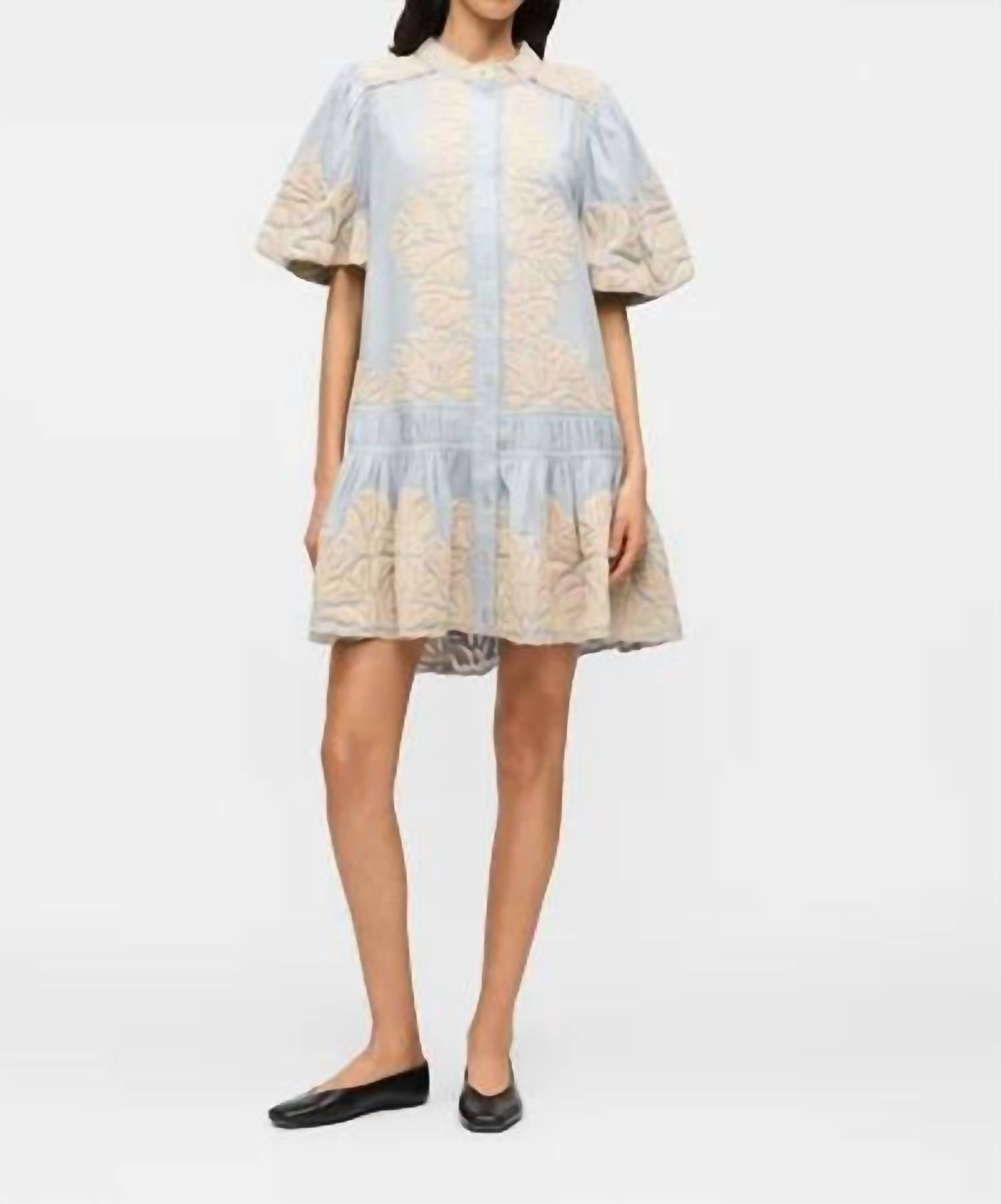 Sea - Alexandra Embroidered Bubble Sleeve Tunic Dress