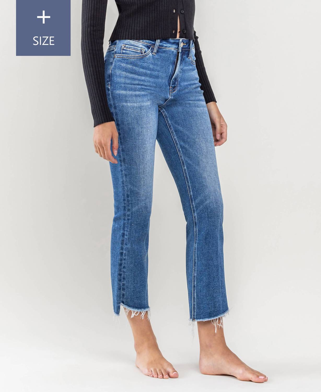 Vervet By Flying Monkey - High Rise Raw Step Hem Kick Flare Jeans - Plus