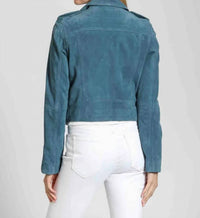 11 Uptown - Cropped Goat Suede Jacket With Zipper Detail