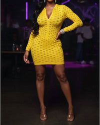 Jnk - Distress Over Stress Long Sleeve Distress Detail Mini Dress