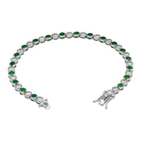 Allyanna Gifts Women's Sterling Silver Alternating Clear & Colored Cz Bezel Tennis Bracelet in green - women's jewelry