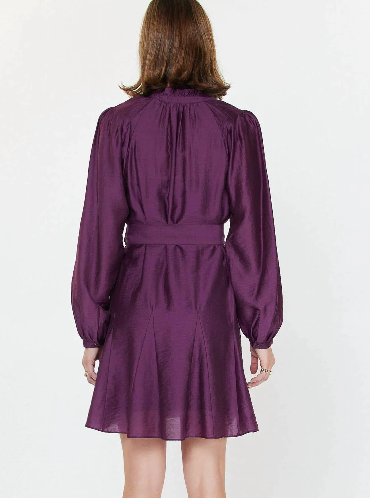 Current Air - Ruffled Collar Split Neck Dress