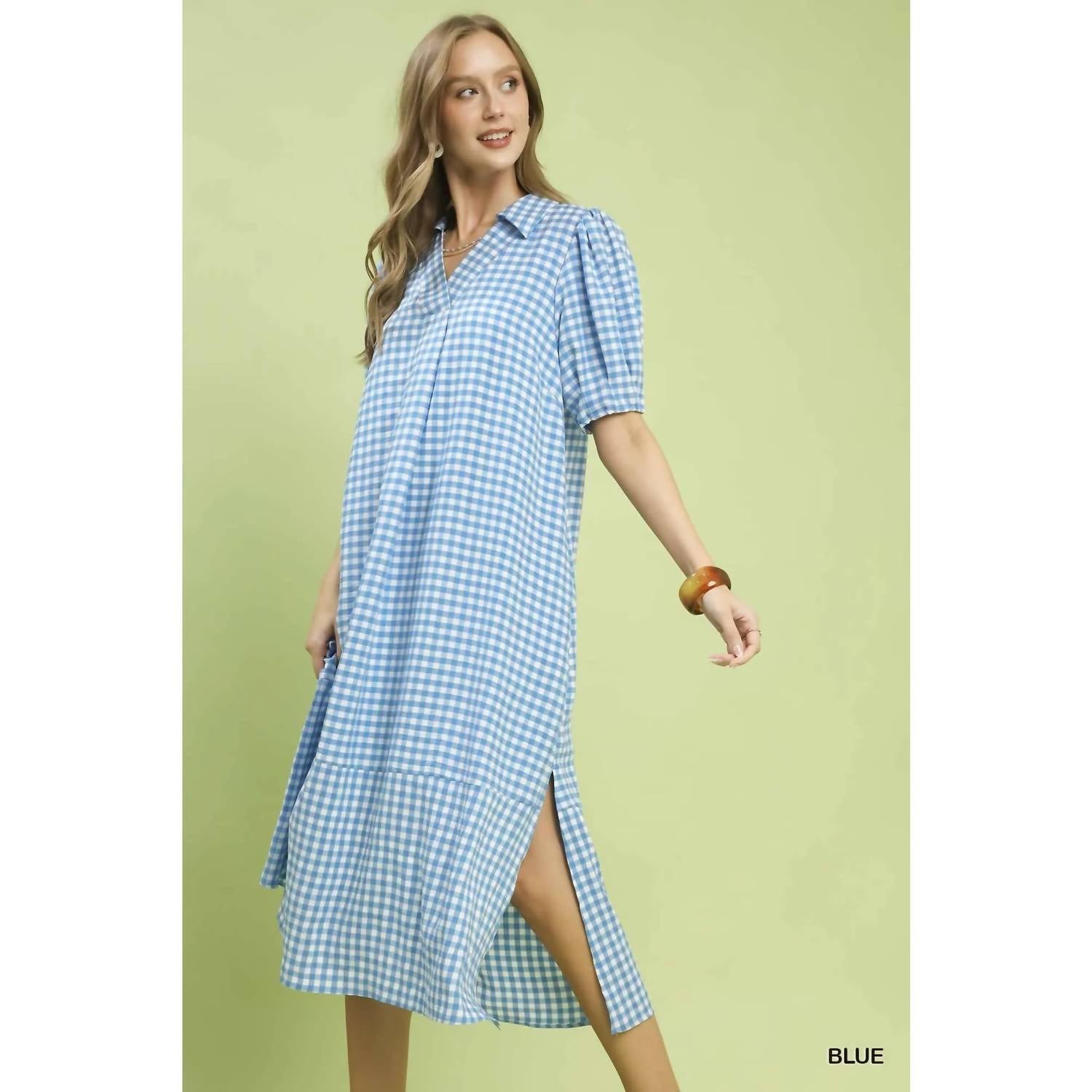 Style Usa - Gingham Midi Dress