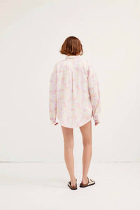 for Love & Lemons Kennedy Button Up Top in pink - women's shirt - alternate view