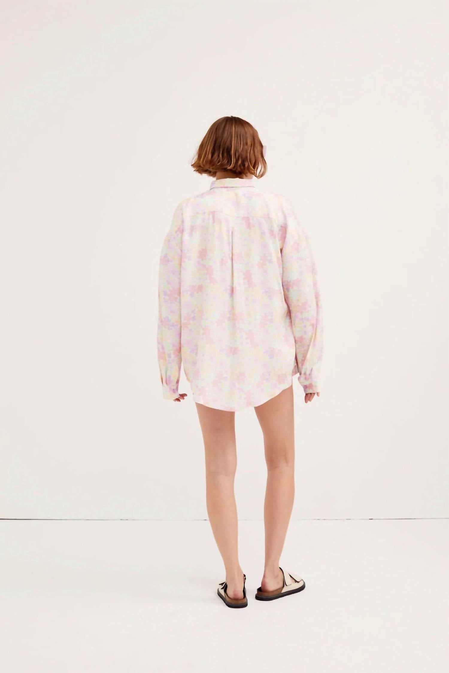 for Love & Lemons Kennedy Button Up Top in pink - women's shirt - alternate view