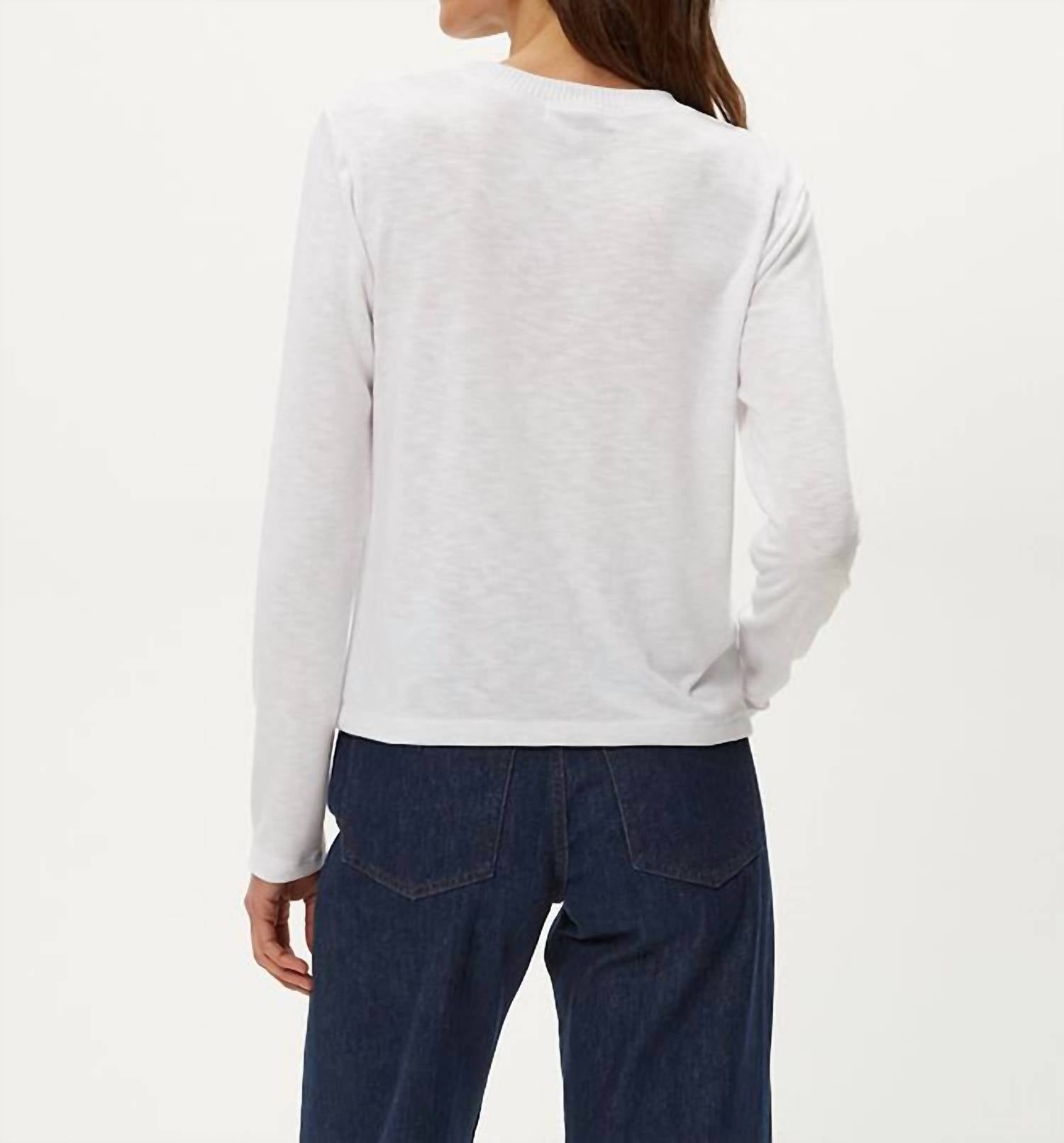 Michael Stars Sydney Crew Neck Long Sleeve Tee in white - women's long sleeve top - detail view