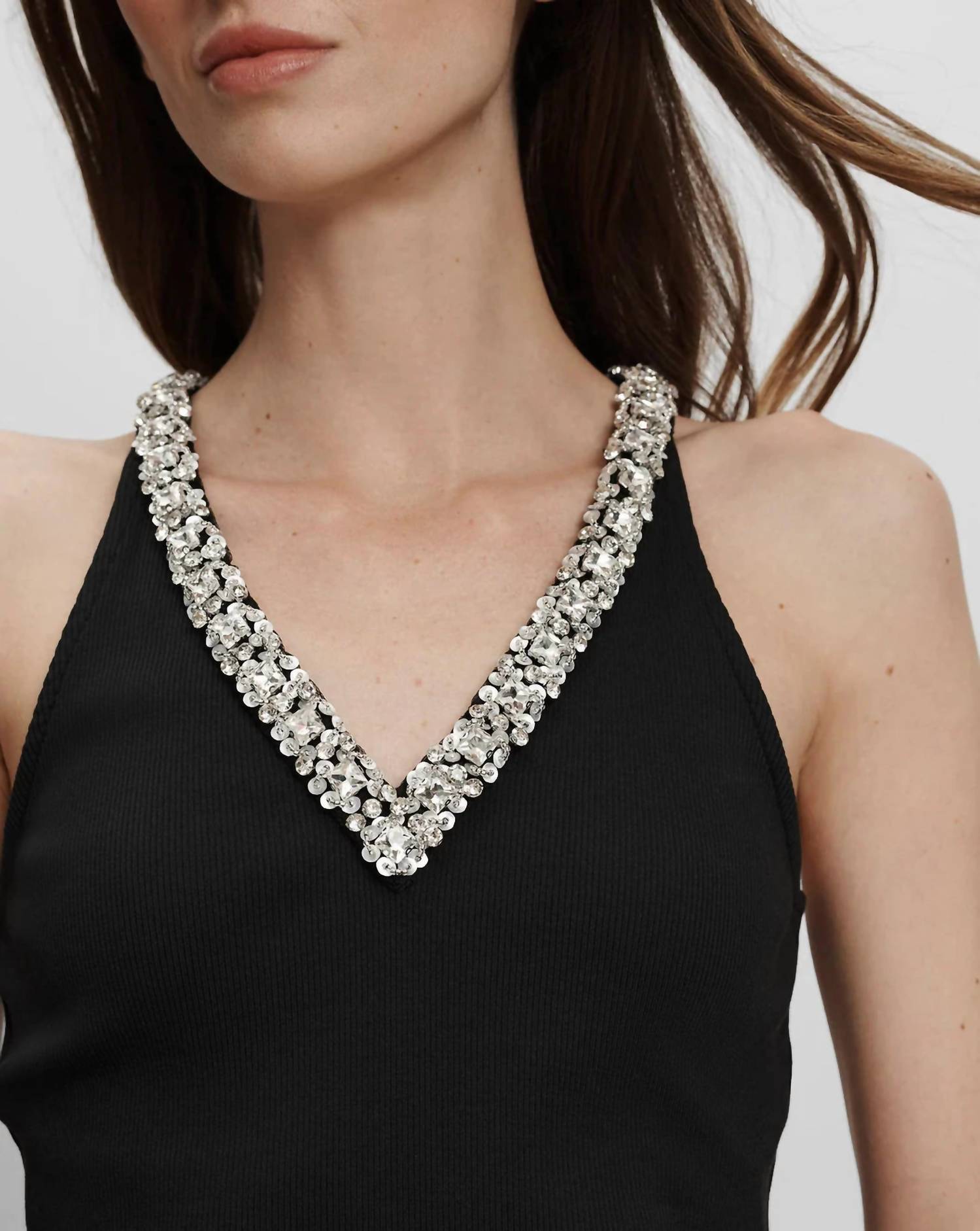 Veronica Beard Ayres Embellished Tank Top in black 1 - women's tank top - alternate view