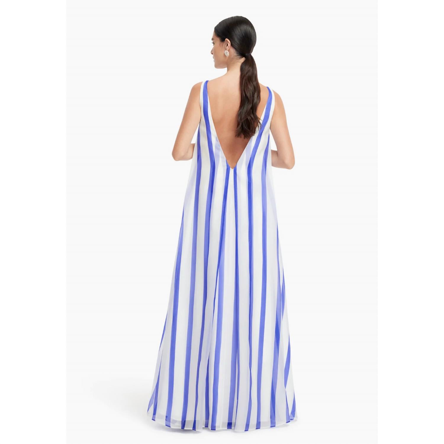 Leo Lin - Yumei Striped Open Back Gown