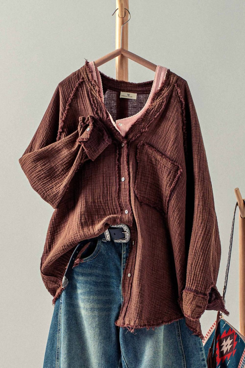 Urban Daizy - Women's Double Gauze Oversized Shirt