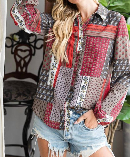 Bucketlist - Boho Bandana Print Shirt
