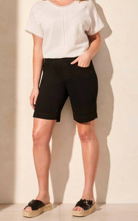 Tribal - Audrey Soft Denim Pull on Bermuda Slit Edge Shorts