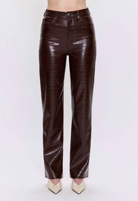 PISTOLA Cassie High Rise Straight Leg Jeans in tobacco croc - women's jeans - detail view