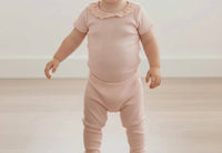 Makemake Organics - Girls Organic Lace Collar Onesie & Tights Set